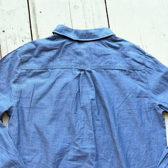 J.Crew Blue Chambray Tunic Shirt Women’s Medium Cotton Button Front Long Sleeve - Picture 7 of 10